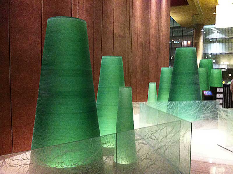 Green glass, interior decor, entry way at the Aria Resort's Cafe Vettro, Las Vegas Nevada - iPhone 4 Photo by Glen Green