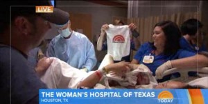 The Today Show gives a newborn its first advertisement seconds after being born.
