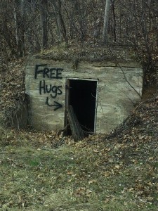free hugs graffiti abandoned building humor