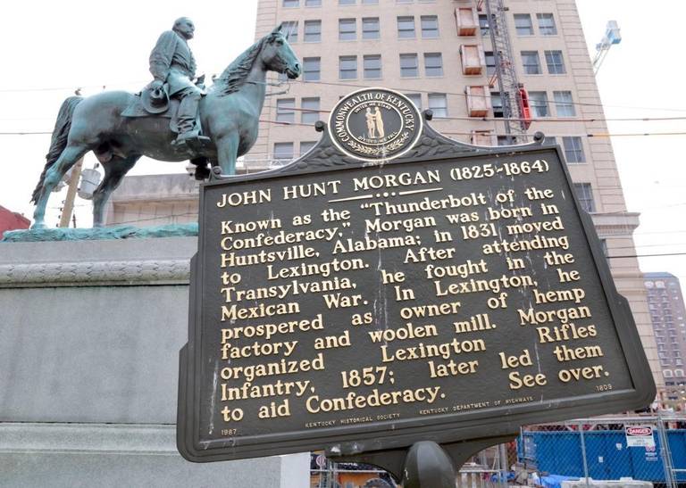 The John Hunt Morgan statue on the lawn of the old Fayette Co. Courthouse on West Main Street in Lexington, Kentucky.