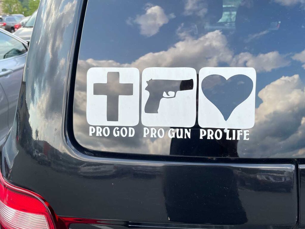 PRO GOD   PRO GUN  PRO LIFE car window sticker.