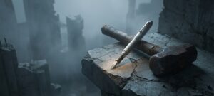 Pen, Hammer, Ruins - AI generated image